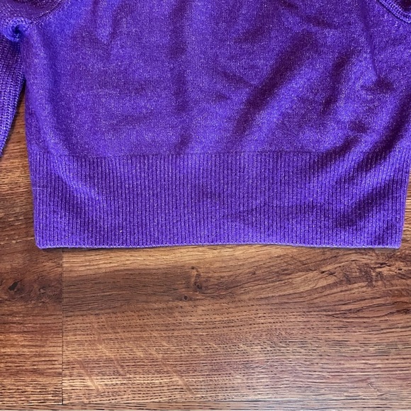 Elodie Bubble Sleeve Sweater Turtleneck Chunky Knit Purple Size XL - Picture 7 of 8